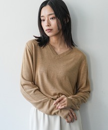 洗えるカシミアタッチVネックプルオーバー