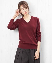 洗えるカシミアタッチVネックプルオーバー