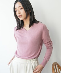 洗えるカシミアタッチVネックプルオーバー