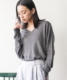 洗えるカシミアタッチVネックプルオーバー