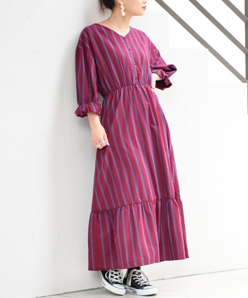 Ciaopanic チャオパニック の ストライプティアードマキシワンピース ワンピース Wear