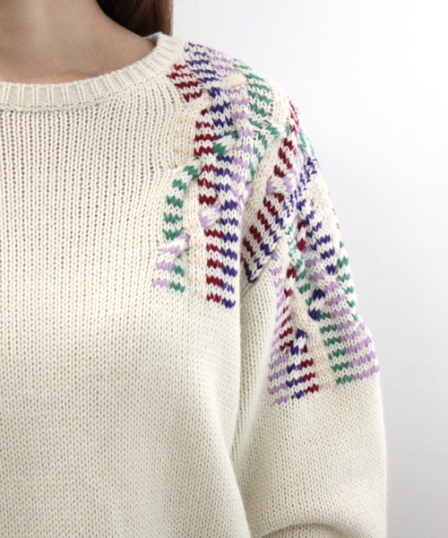 Kastane（カスタネ）の「【Kastane】カラフルケーブルPO（ニット/セーター・レディース・グレー/ライトベージュ/ネイビー・FREE）」の10枚目の写真