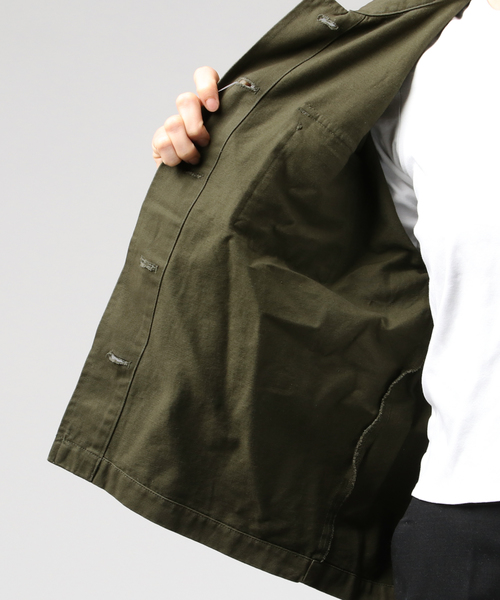 STYLEBLOCK（スタイルブロック）の「コットンツイルフリルスリーブミリタリージャケット（ミリタリージャケット・レディース・ブラック/ベージュ/アイボリー/カーキ・M）」の7枚目の写真