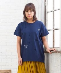 スター刺繍Tシャツ【大きいサイズ対応】【9号(M)～19号(5L)】