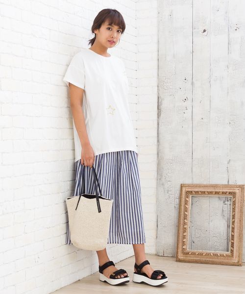 sabstreet my standard(サブストリートマイスタンダード)の「スター刺繍Tシャツ【大きいサイズ対応】【9号(M)~19号(5L)】(Tシャツ/カットソー・レディース・ネイビー/オフホワイト/グレー・15号/19号/9号)」の7枚目の写真