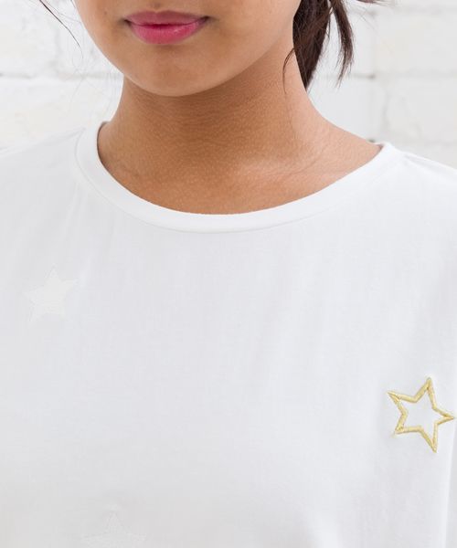 sabstreet my standard(サブストリートマイスタンダード)の「スター刺繍Tシャツ【大きいサイズ対応】【9号(M)~19号(5L)】(Tシャツ/カットソー・レディース・ネイビー/オフホワイト/グレー・15号/19号/9号)」の10枚目の写真