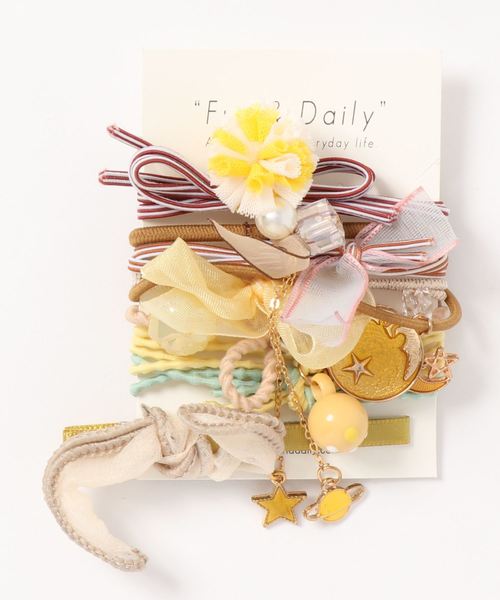 Fun & Daily（ファンアンドデイリー）の「F&D : 9セットへアクセサリー（ヘアゴム・レディース・ブラック/ピンク/ブルー/イエロー・FREE）」の4枚目の写真