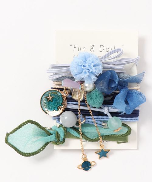 Fun & Daily（ファンアンドデイリー）の「F&D : 9セットへアクセサリー（ヘアゴム・レディース・ブラック/ピンク/ブルー/イエロー・FREE）」の3枚目の写真