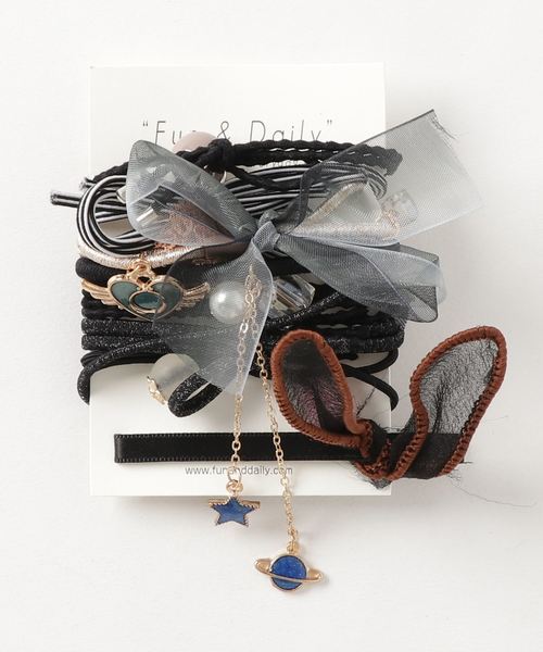 Fun & Daily（ファンアンドデイリー）の「F&D : 9セットへアクセサリー（ヘアゴム・レディース・ブラック/ピンク/ブルー/イエロー・FREE）」の5枚目の写真