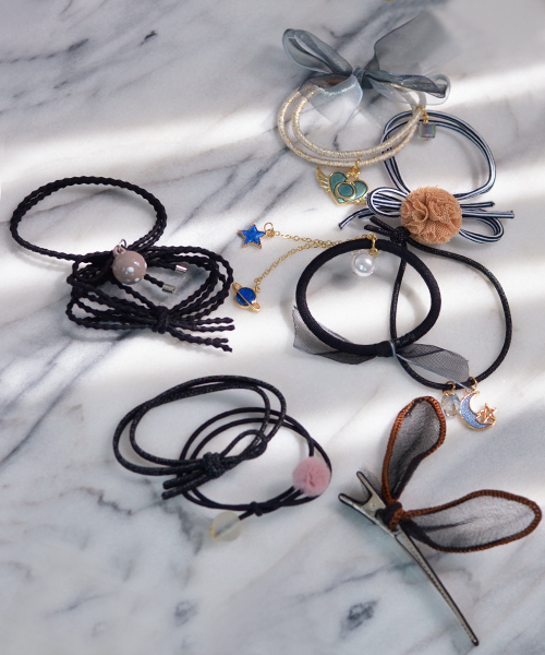 Fun & Daily（ファンアンドデイリー）の「F&D : 9セットへアクセサリー（ヘアゴム・レディース・ブラック/ピンク/ブルー/イエロー・FREE）」の6枚目の写真