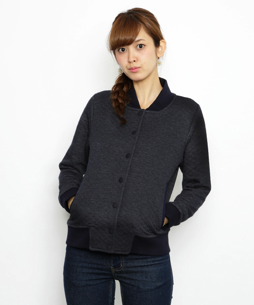 SILAS(サイラス)の「QUILT SWEAT JACKET(ライダースジャケット・レディース・ホワイト/ネイビー・SMALL/MEDIUM)」の1枚目の写真