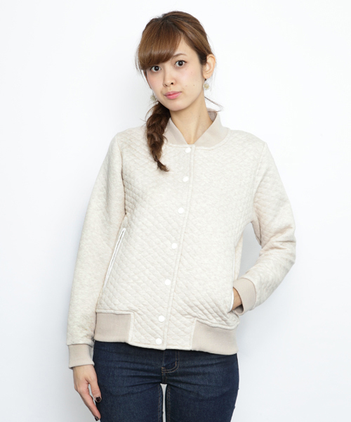 SILAS(サイラス)の「QUILT SWEAT JACKET(ライダースジャケット・レディース・ホワイト/ネイビー・SMALL/MEDIUM)」の2枚目の写真