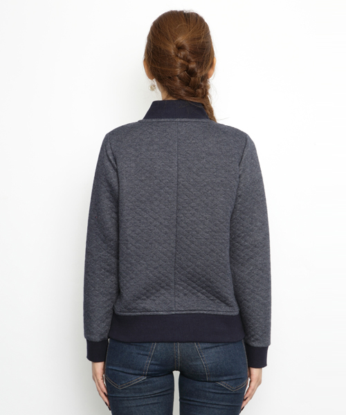 SILAS(サイラス)の「QUILT SWEAT JACKET(ライダースジャケット・レディース・ホワイト/ネイビー・SMALL/MEDIUM)」の6枚目の写真