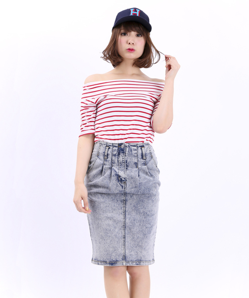 WEGO（ウィゴー）の「WEGO/タックペンシルスカート（スカート・レディース・ブラック/インディゴブルー/ダークインディゴブルー・FREE）」の3枚目の写真