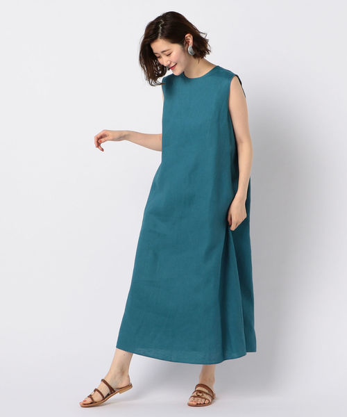 NOLLEY’S（ノーリーズ）の「リネンバックタックワンピース（ワンピース・レディース・ブラック/ミント/ライトパープル・38/36）」の2枚目の写真