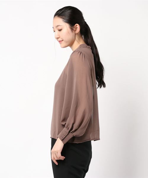 KOBE LETTUCE（コウベレタス）の「ボリュームスリーブシアーブラウス【インナーキャミソール付き】（シャツ/ブラウス・レディース・ブラック/ブラウン/ピンク/カーキ・FREE）」の6枚目の写真