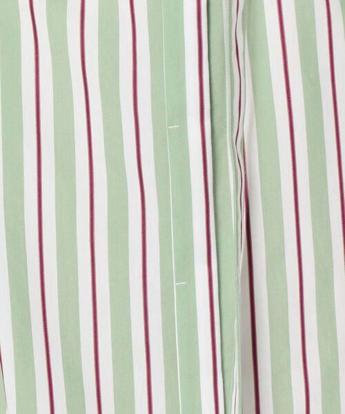 【NOLLEY'S】♡ストライプ ワンピース 七分袖 シャツワンピース ストライプ ノーカラー 前開き shi cogn xi