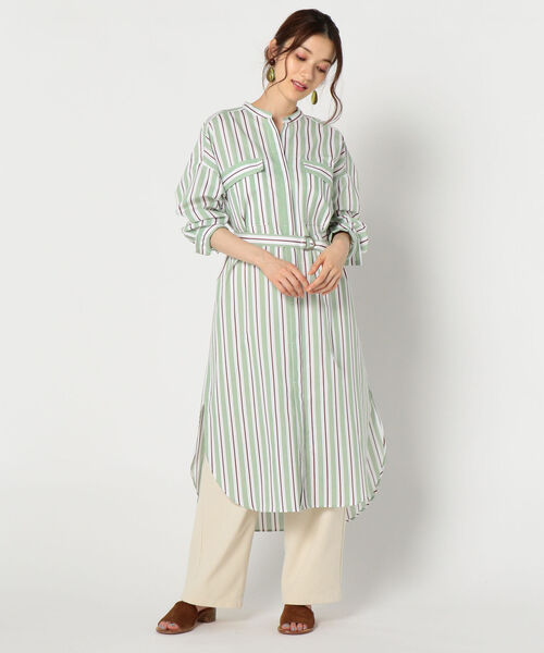 NOLLEY’S(ノーリーズ)の「マルチストライプシャツワンピース(シャツワンピース・レディース・ブラウン系その他3/グリーン系その他3・38)」の20枚目の写真