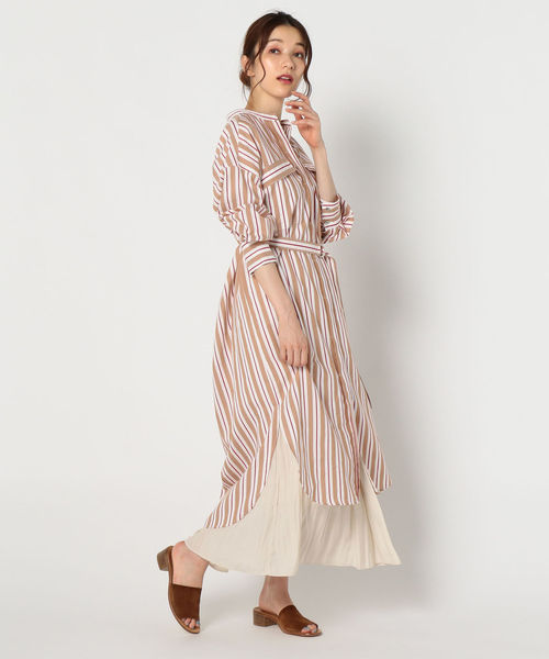 NOLLEY’S(ノーリーズ)の「マルチストライプシャツワンピース(シャツワンピース・レディース・ブラウン系その他3/グリーン系その他3・38)」の12枚目の写真