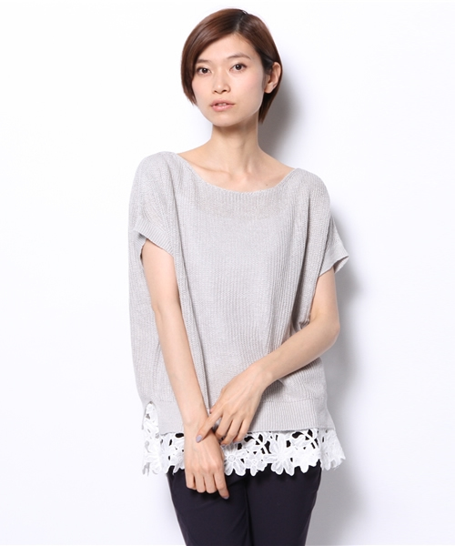 BEARDSLEY（ビアズリー）の「裾レース半袖（ニット/セーター）」 - WEAR