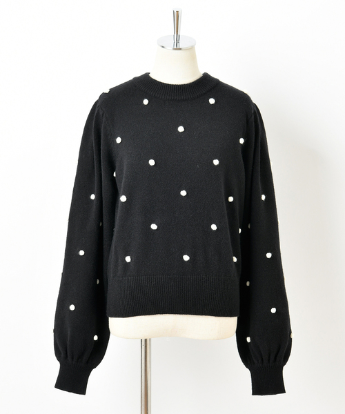 one after another NICE CLAUP（ワンアフターアナザーナイスクラップ）の「ぽんぽん付き長袖ニット（ニット/セーター・レディース・オフホワイト/ブラック/ベージュ/サックスブルー・FREE）」の17枚目の写真