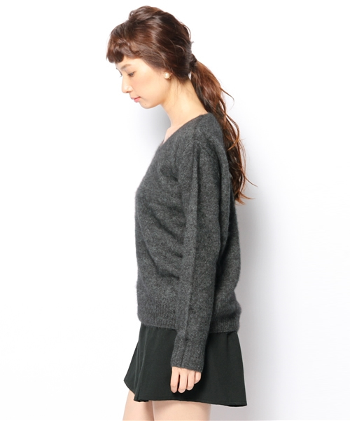 レイビームス Ray Beams フェレット ニット カーディガン 黒ブラック 毛100％ ポケット レディース Ray BEAMS（レイビームス）の「Ray BEAMS ⁄ フェレット クルーネック