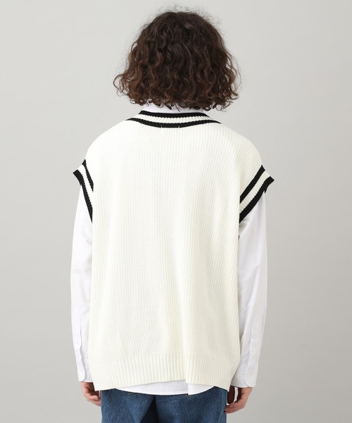 JUNRED（ジュンレッド）の「【WEB限定】ビッグチルデンベスト（ニット/セーター・メンズ・ホワイト/ブラック・FREE）」の7枚目の写真