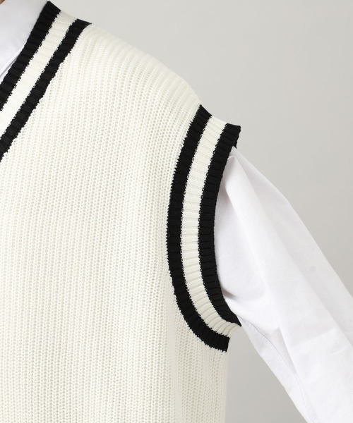 JUNRED（ジュンレッド）の「【WEB限定】ビッグチルデンベスト（ニット/セーター・メンズ・ホワイト/ブラック・FREE）」の8枚目の写真