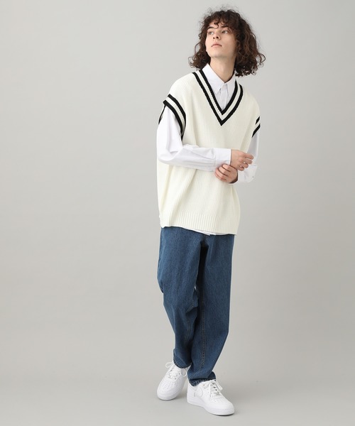 JUNRED（ジュンレッド）の「【WEB限定】ビッグチルデンベスト（ニット/セーター・メンズ・ホワイト/ブラック・FREE）」の4枚目の写真