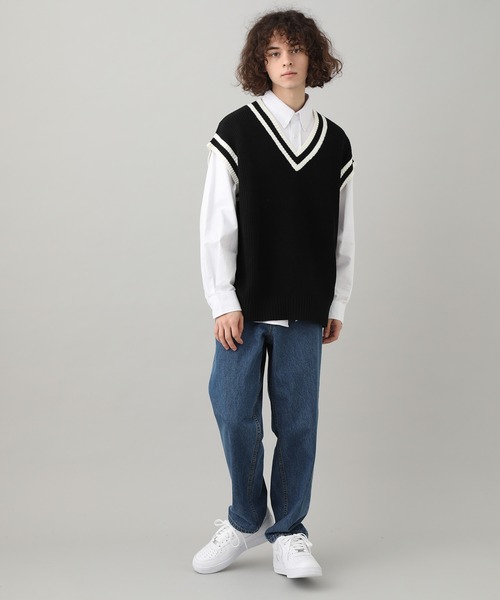 JUNRED（ジュンレッド）の「【WEB限定】ビッグチルデンベスト（ニット/セーター・メンズ・ホワイト/ブラック・FREE）」の5枚目の写真