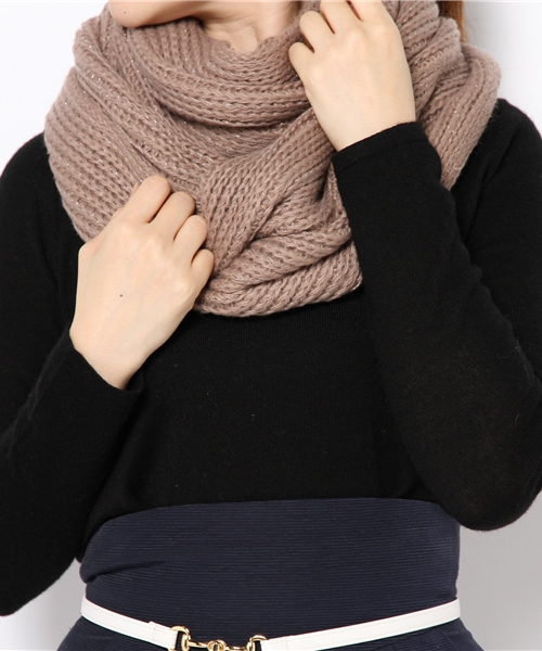 Ray BEAMS（レイビームス）の「Ray BEAMS / ラメリブ スヌード（ストール/ショール・レディース・グレー/ブラック/ベージュ・ONE SIZE）」の4枚目の写真