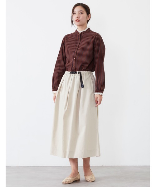 POU DOU DOU（プードゥドゥ）の「プラバックルベルトタックスカート（スカート・レディース・カーキ/イエロー/インディゴブルー/キナリ・3）」の10枚目の写真