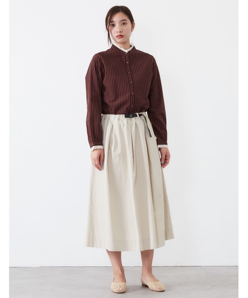 POU DOU DOU（プードゥドゥ）の「プラバックルベルトタックスカート（スカート・レディース・カーキ/イエロー/インディゴブルー/キナリ・3）」の11枚目の写真