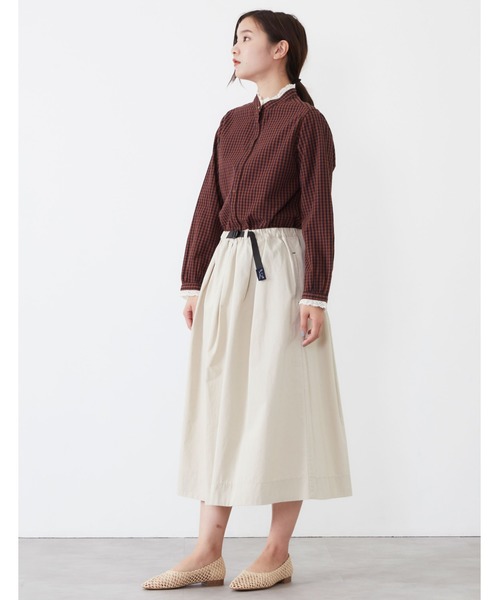 POU DOU DOU（プードゥドゥ）の「プラバックルベルトタックスカート（スカート・レディース・カーキ/イエロー/インディゴブルー/キナリ・3）」の12枚目の写真