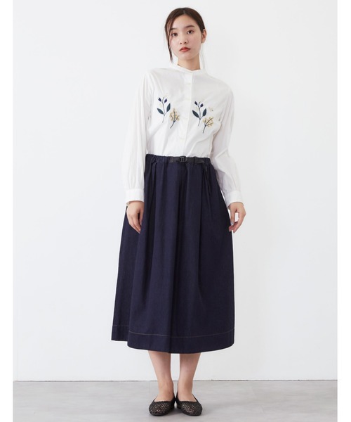 POU DOU DOU（プードゥドゥ）の「プラバックルベルトタックスカート（スカート・レディース・カーキ/イエロー/インディゴブルー/キナリ・3）」の16枚目の写真