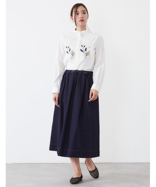 POU DOU DOU（プードゥドゥ）の「プラバックルベルトタックスカート（スカート・レディース・カーキ/イエロー/インディゴブルー/キナリ・3）」の15枚目の写真