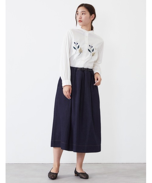 POU DOU DOU（プードゥドゥ）の「プラバックルベルトタックスカート（スカート・レディース・カーキ/イエロー/インディゴブルー/キナリ・3）」の17枚目の写真