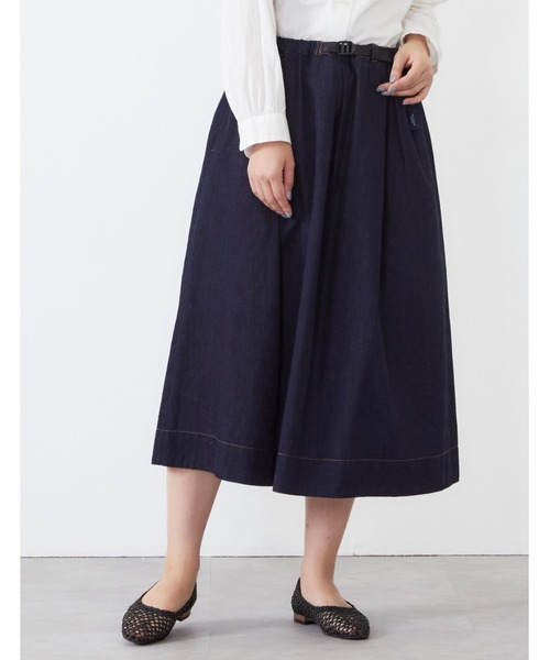 POU DOU DOU（プードゥドゥ）の「プラバックルベルトタックスカート（スカート・レディース・カーキ/イエロー/インディゴブルー/キナリ・3）」の18枚目の写真