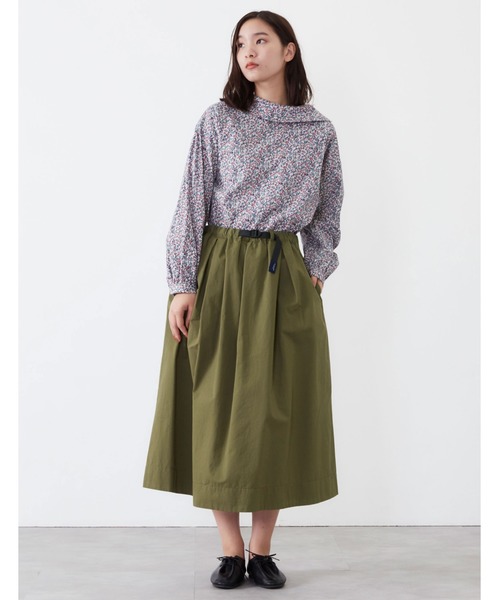 POU DOU DOU（プードゥドゥ）の「プラバックルベルトタックスカート（スカート・レディース・カーキ/イエロー/インディゴブルー/キナリ・3）」の20枚目の写真