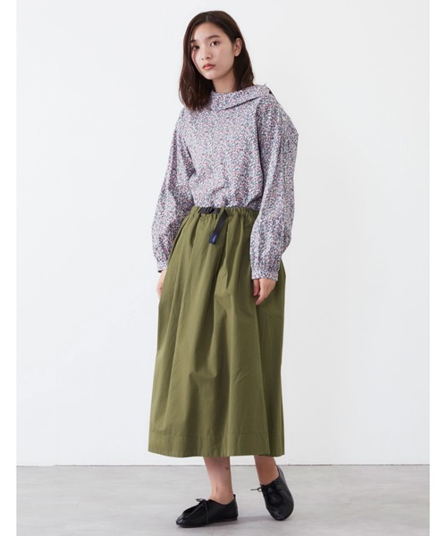 POU DOU DOU（プードゥドゥ）の「プラバックルベルトタックスカート（スカート・レディース・カーキ/イエロー/インディゴブルー/キナリ・3）」の21枚目の写真