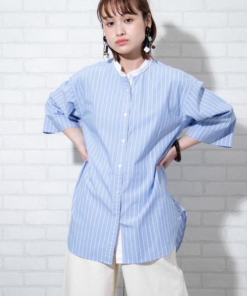 coen（コーエン）の「【WEB限定カラー】ブロードバンドカラーショートスリーブシャツ#（シャツ/ブラウス・レディース・コバルトブルー/ホワイト/ライトブルー/オレンジ/ダークグレー/ベージュ/ロイヤルブルー・FREE）」の5枚目の写真