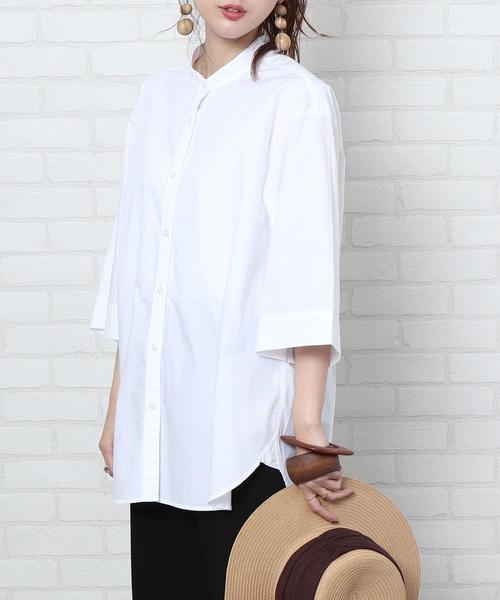 coen（コーエン）の「【WEB限定カラー】ブロードバンドカラーショートスリーブシャツ#（シャツ/ブラウス・レディース・コバルトブルー/ホワイト/ライトブルー/オレンジ/ダークグレー/ベージュ/ロイヤルブルー・FREE）」の11枚目の写真