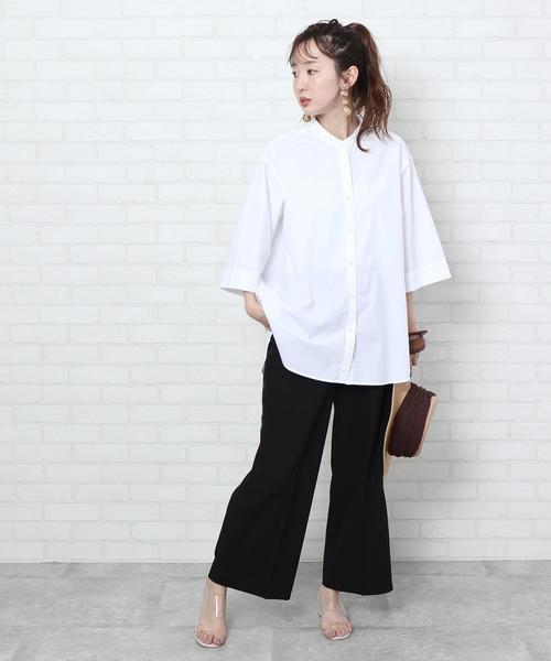 coen（コーエン）の「【WEB限定カラー】ブロードバンドカラーショートスリーブシャツ#（シャツ/ブラウス・レディース・コバルトブルー/ホワイト/ライトブルー/オレンジ/ダークグレー/ベージュ/ロイヤルブルー・FREE）」の10枚目の写真