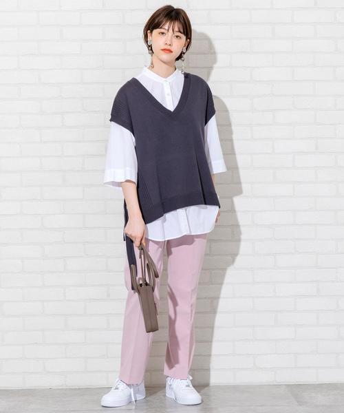 coen（コーエン）の「【WEB限定カラー】ブロードバンドカラーショートスリーブシャツ#（シャツ/ブラウス・レディース・コバルトブルー/ホワイト/ライトブルー/オレンジ/ダークグレー/ベージュ/ロイヤルブルー・FREE）」の9枚目の写真