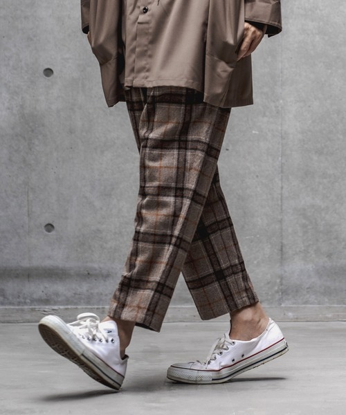 GLIMCLAP（グリムクラップ）の「mp8308-Plaid Three tack design Tapered pants パンツ（その他パンツ・メンズ・ブラック/グレイッシュベージュ・S/M/L）」の18枚目の写真