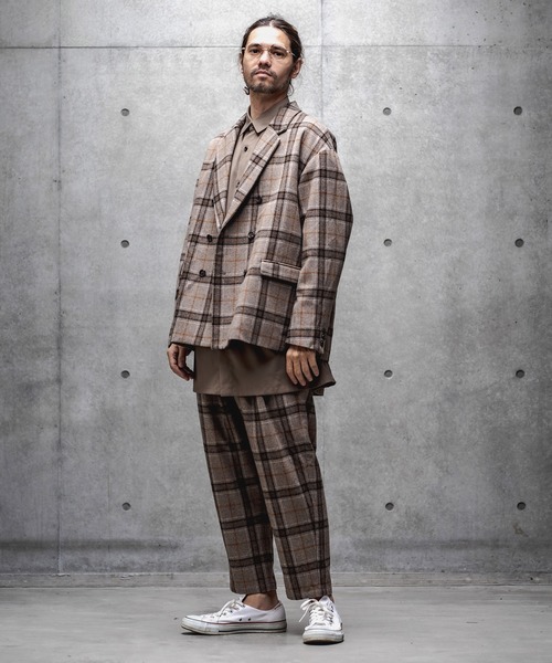 GLIMCLAP（グリムクラップ）の「mp8308-Plaid Three tack design Tapered pants パンツ（その他パンツ・メンズ・ブラック/グレイッシュベージュ・S/M/L）」の8枚目の写真