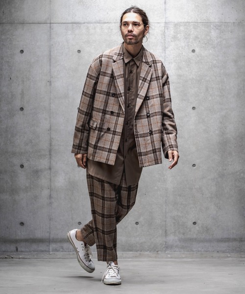 GLIMCLAP（グリムクラップ）の「mp8308-Plaid Three tack design Tapered pants パンツ（その他パンツ・メンズ・ブラック/グレイッシュベージュ・S/M/L）」の5枚目の写真