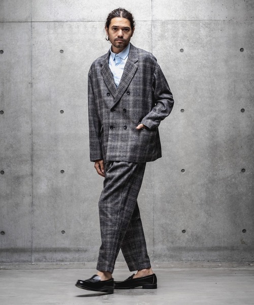 GLIMCLAP（グリムクラップ）の「mp8308-Plaid Three tack design Tapered pants パンツ（その他パンツ・メンズ・ブラック/グレイッシュベージュ・S/M/L）」の9枚目の写真