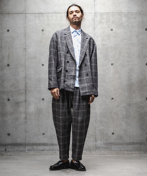 GLIMCLAP（グリムクラップ）の「mp8308-Plaid Three tack design Tapered pants パンツ（その他パンツ・メンズ・ブラック/グレイッシュベージュ・S/M/L）」の6枚目の写真