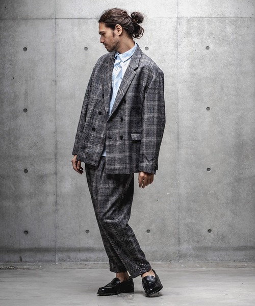 GLIMCLAP（グリムクラップ）の「mp8308-Plaid Three tack design Tapered pants パンツ（その他パンツ・メンズ・ブラック/グレイッシュベージュ・S/M/L）」の14枚目の写真